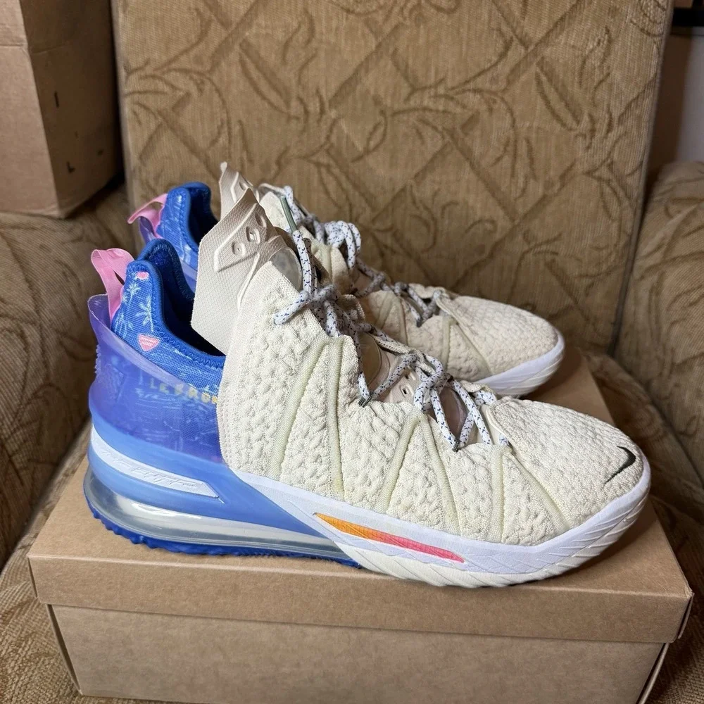 Nike LeBron 18 Los Angeles by Day Cream White Men's Size 12‎ DB8148-200